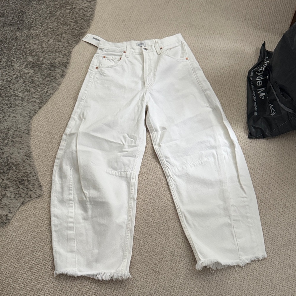 Citizens Of Humanity White High-Rise Wide-Leg Jeans